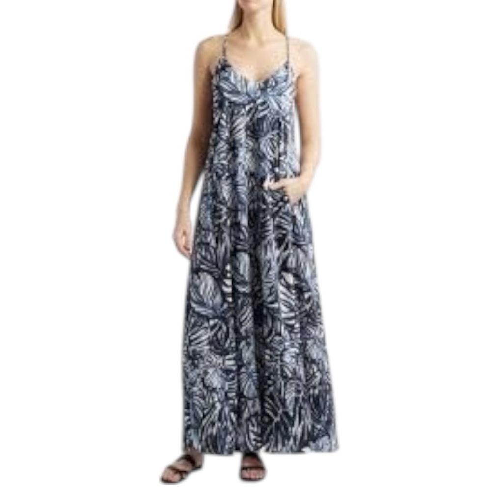 Tahari ASL Palm Print Charmeuse Maxi
Slipdress Blue White Vacation M Tropical